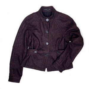 Theory Connell Wool Angora Coat Purple Black Small